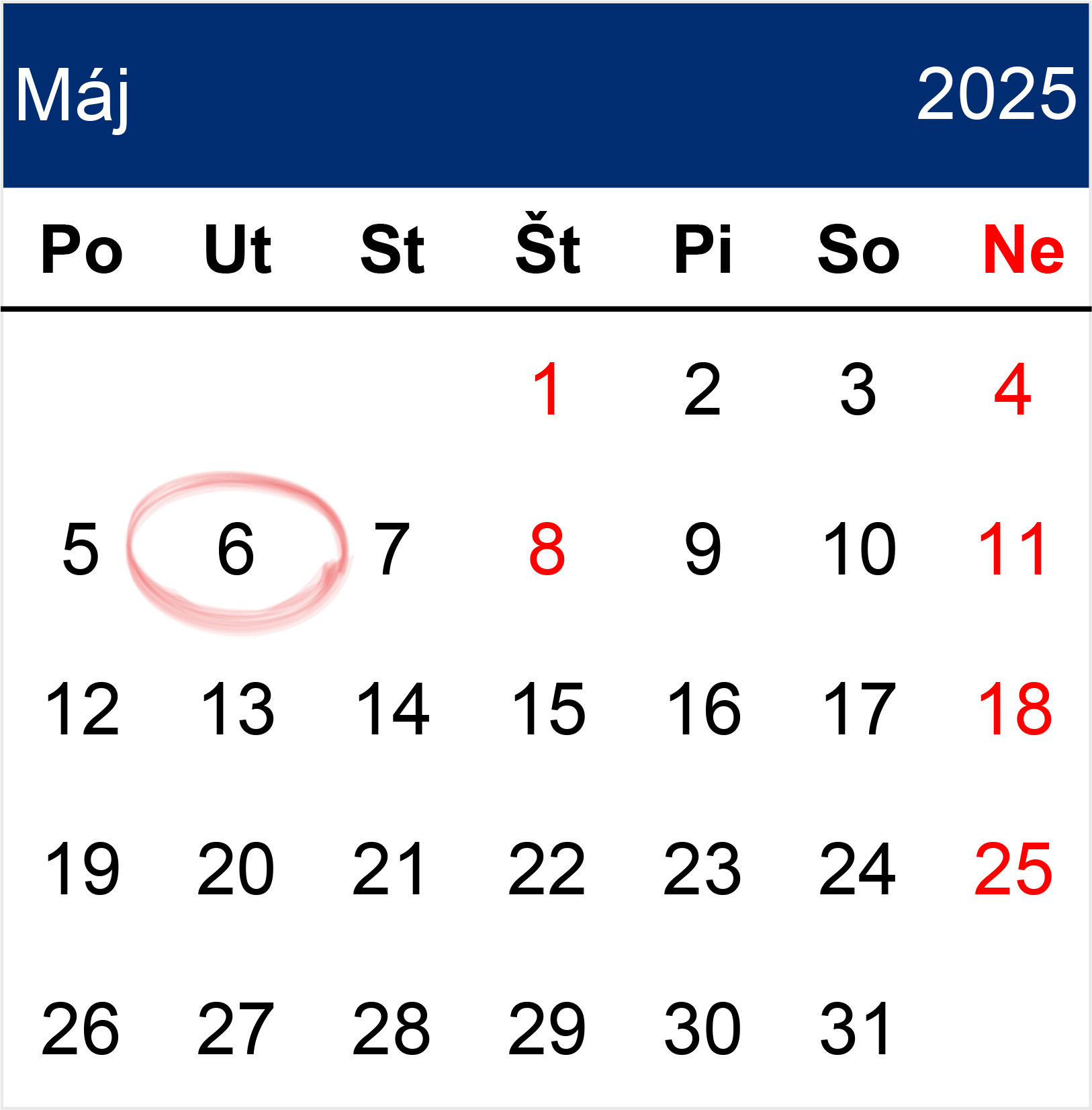 kalendar maj